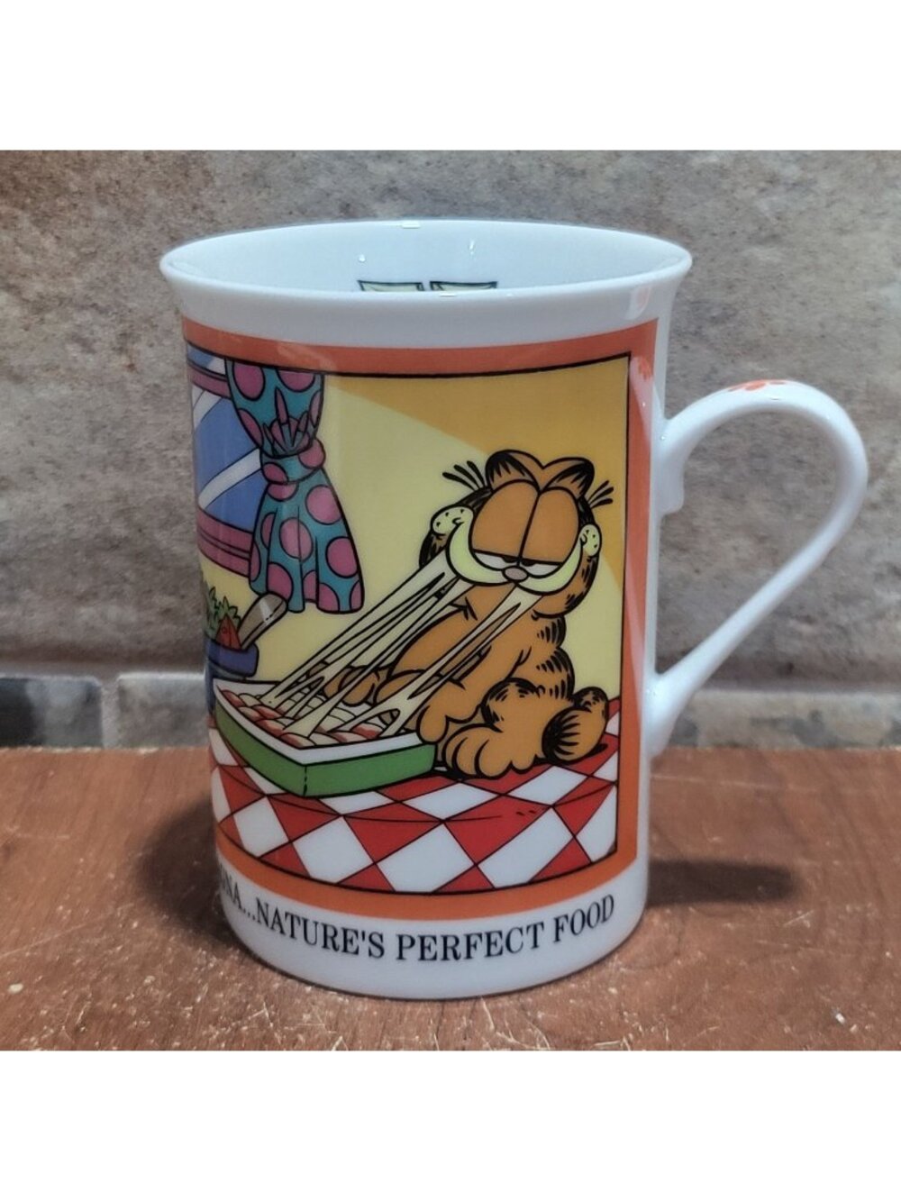 Vintage Enesco Garfield Lasagna Natures Perfect Food Ceramic Coffee Mug 1978